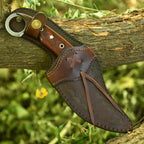 10 Inch Damascus Karambit Bowie Knife Rosewood Handle with Ring Pommel - Lavish Blade