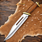 18 Inch D2 Bowie Knife Slotted Fuller with Rosewood Handle and Brass Guard - Lavish Blade