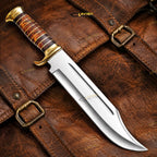18 Inch D2 Steel Survival Bowie Knife High Polish with Brass and Rosewood Handle - Lavish Blade