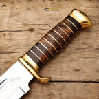 18 Inch D2 Steel Survival Bowie Knife High Polish with Brass and Rosewood Handle - Lavish Blade