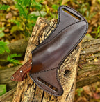 9 Inch Damascus Hunting Knife Two-Tone Wood Handle with Horizontal Scout Sheath - Lavish Blade