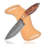 9 Inch Damascus Scout Carry Knife Two-Tone Olive Wood with Steel Pommel