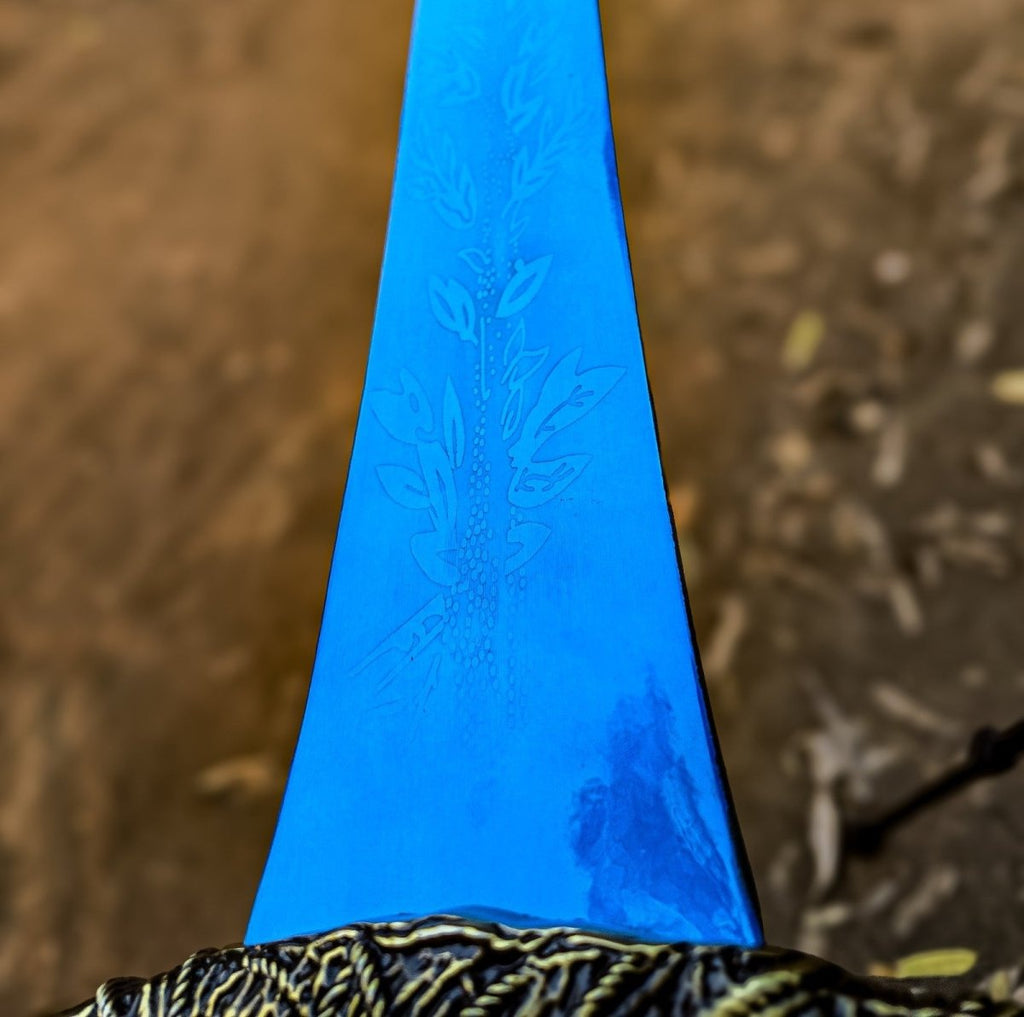 Blue Flame Fantasy Greatsword Replica 39 Inch with Wall Mount - Lavish Blade