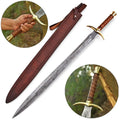 Custom Damascus Viking Sword 32 Inch Rosewood Handle with Brass Guard - Lavish Blade