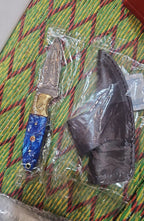 Damascus Skinner Bushcraft Knife 7 Inch Resin and Brass Handle with Sheath - Lavish Blade