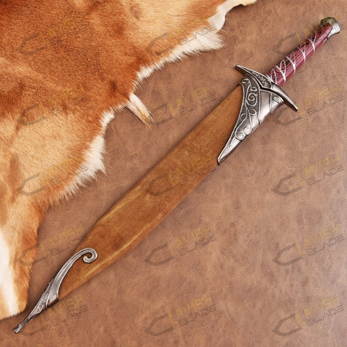 Elven-Style Short Sword Replica 22 Inch Stainless Steel with Scabbard - Lavish Blade