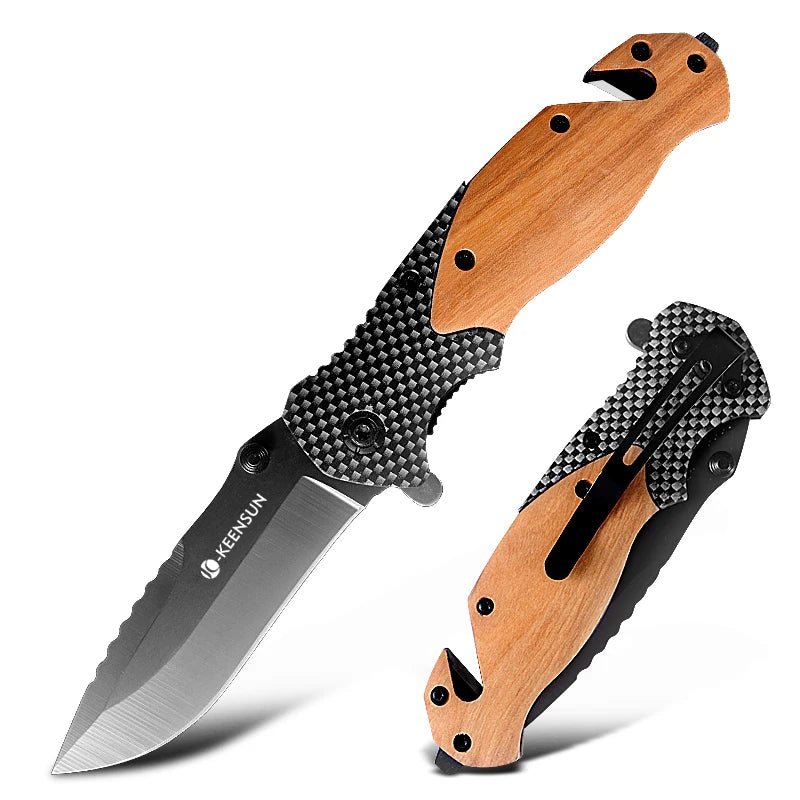 Folding Pocket Knife — 3Cr13 Steel Blade, Wood Handle, Camping & EDC - Lavish Blade