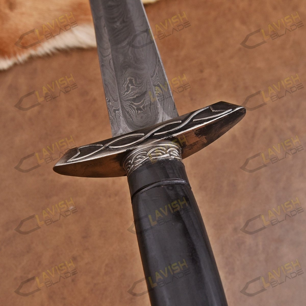 Hand Forged Damascus Steel Viking Sword 40 Inch with Custom Scabbard - Lavish Blade