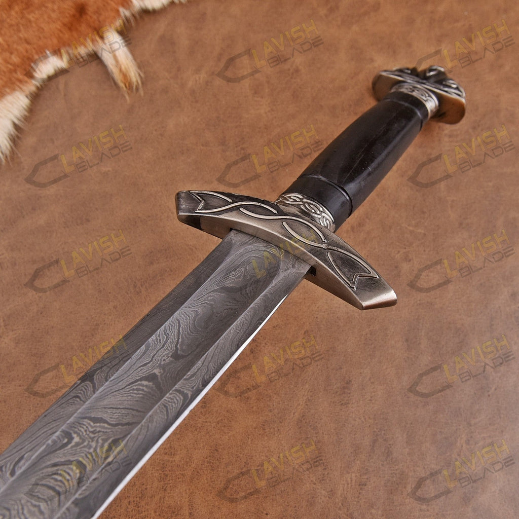 Hand Forged Damascus Steel Viking Sword 40 Inch with Custom Scabbard - Lavish Blade