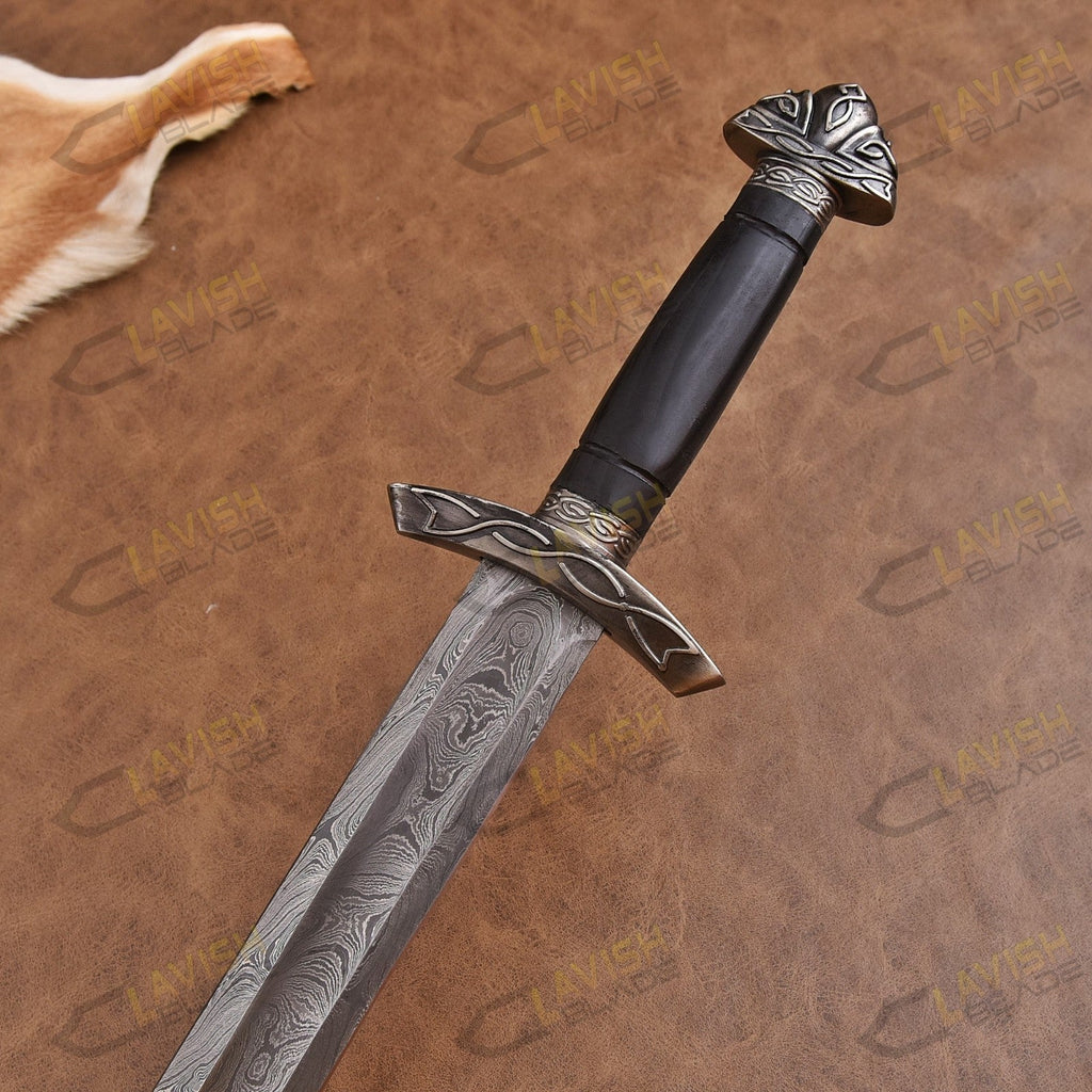 Hand Forged Damascus Steel Viking Sword 40 Inch with Custom Scabbard - Lavish Blade