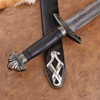Hand Forged Damascus Steel Viking Sword 40 Inch with Custom Scabbard - Lavish Blade