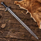 Hand Forged Damascus Steel Viking Sword 40 Inch with Custom Scabbard - Lavish Blade