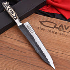 Hand Forged High Carbon Stainless Chef Knife 13 Inch Raindrop Pattern - Lavish Blade