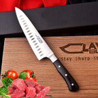 Hand Forged J2 Steel Santoku Knife 12.5 Inch Granton Edge with Micarta Handle - Lavish Blade