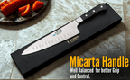 Hand Forged J2 Steel Santoku Knife 12.5 Inch Granton Edge with Micarta Handle - Lavish Blade
