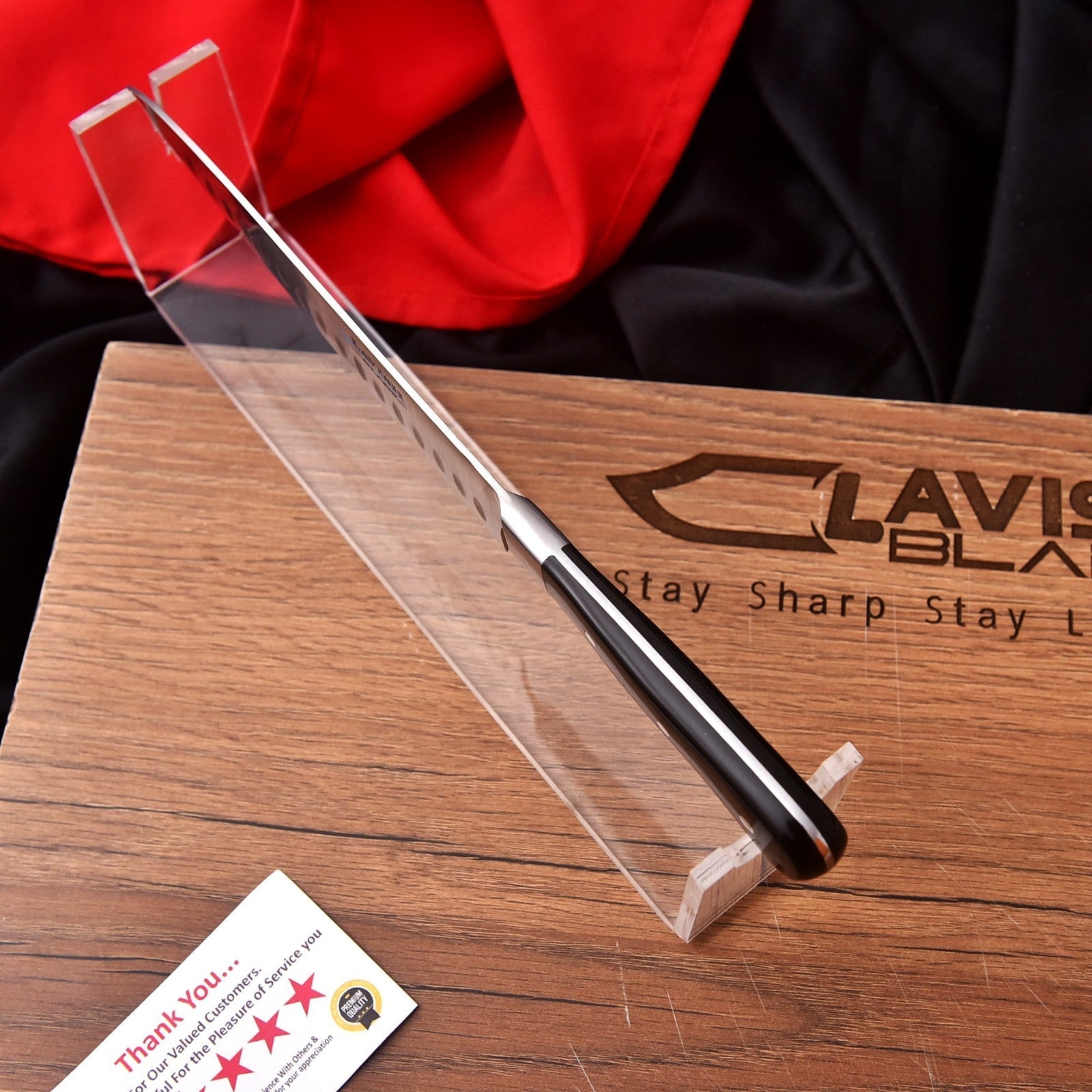 Hand Forged J2 Steel Santoku Knife 12.5 Inch Granton Edge with Micarta Handle - Lavish Blade