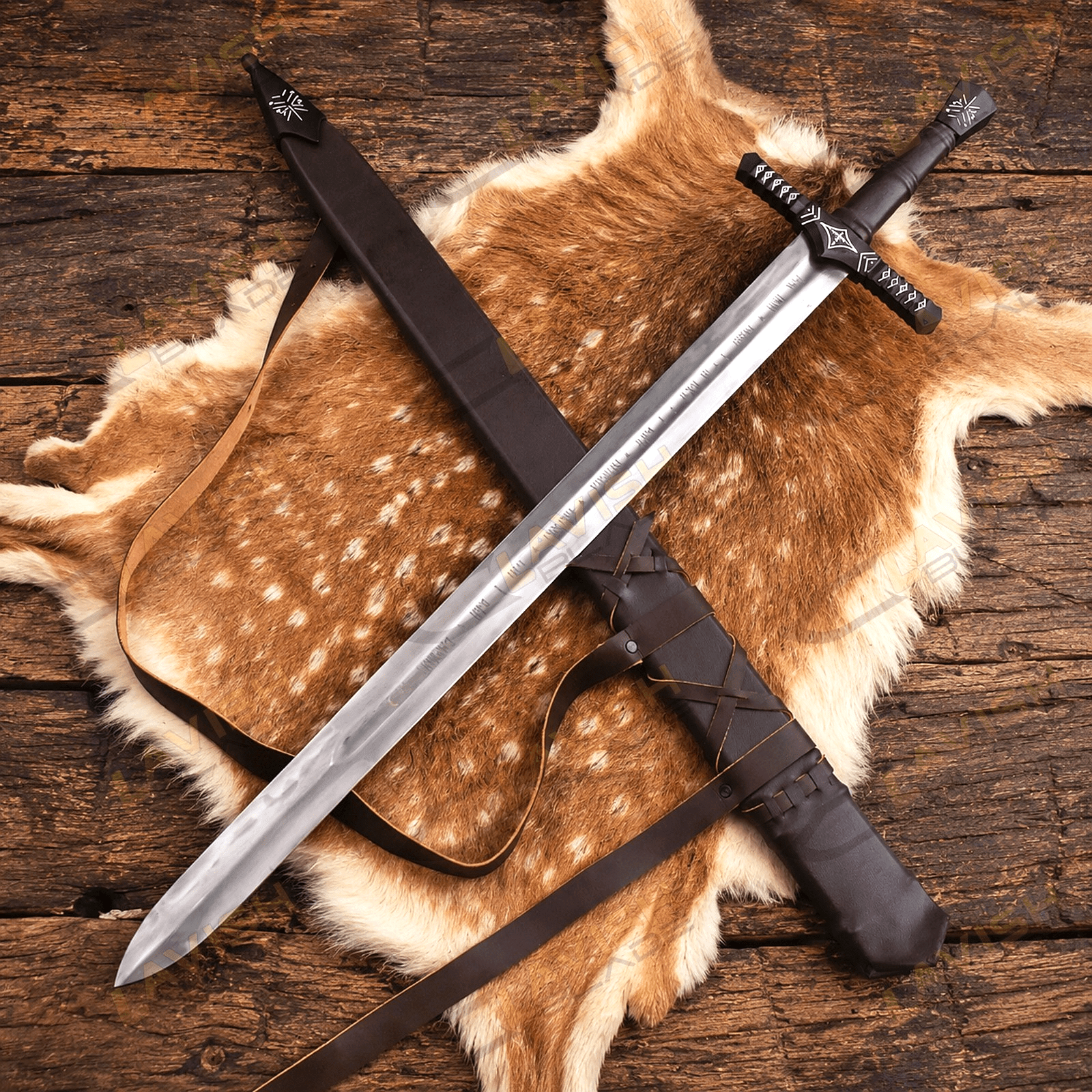 Hand Forged Viking Sword Replica 40 Inch Carbon Steel with Scabbard - Lavish Blade
