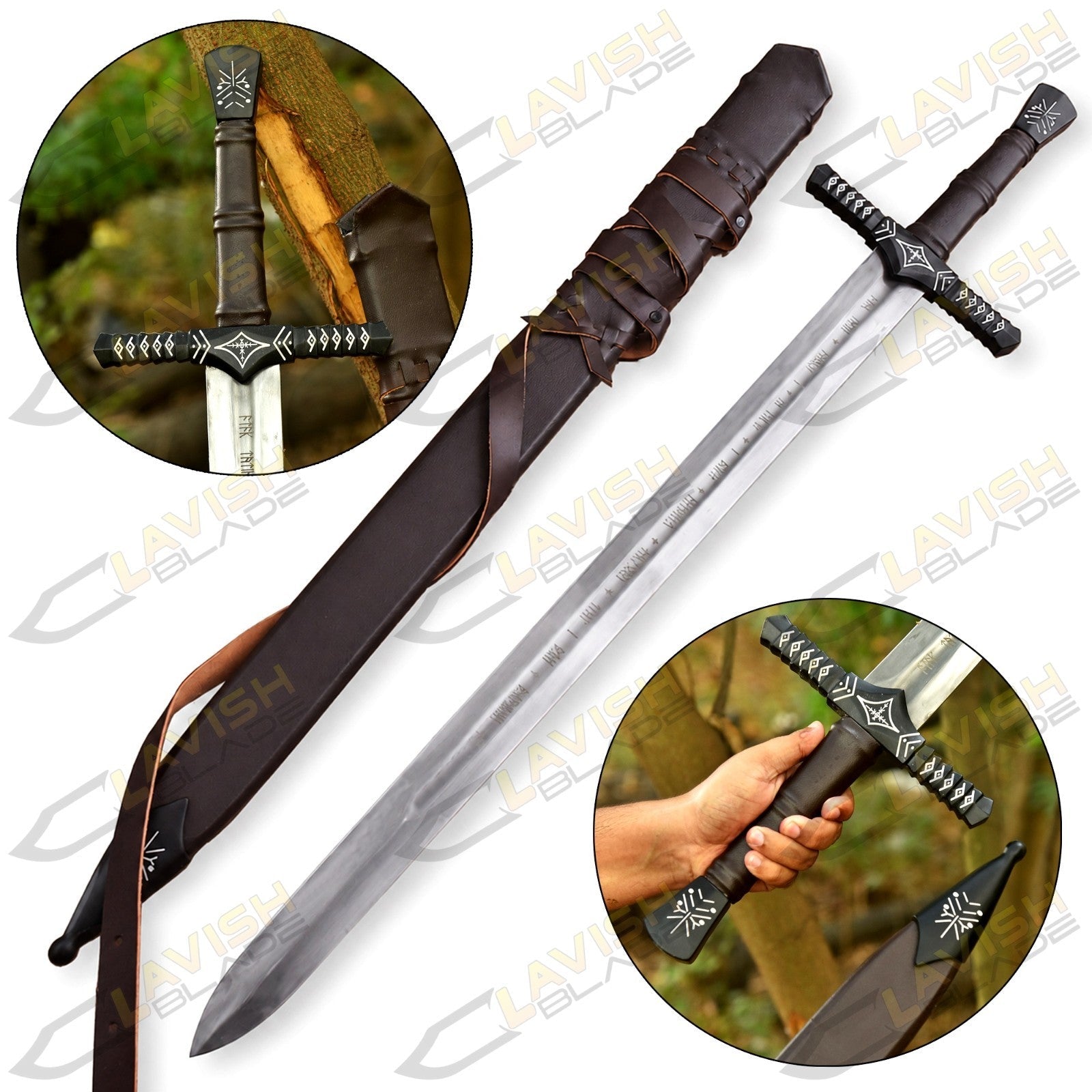 Hand Forged Viking Sword Replica 40 Inch Carbon Steel with Scabbard - Lavish Blade