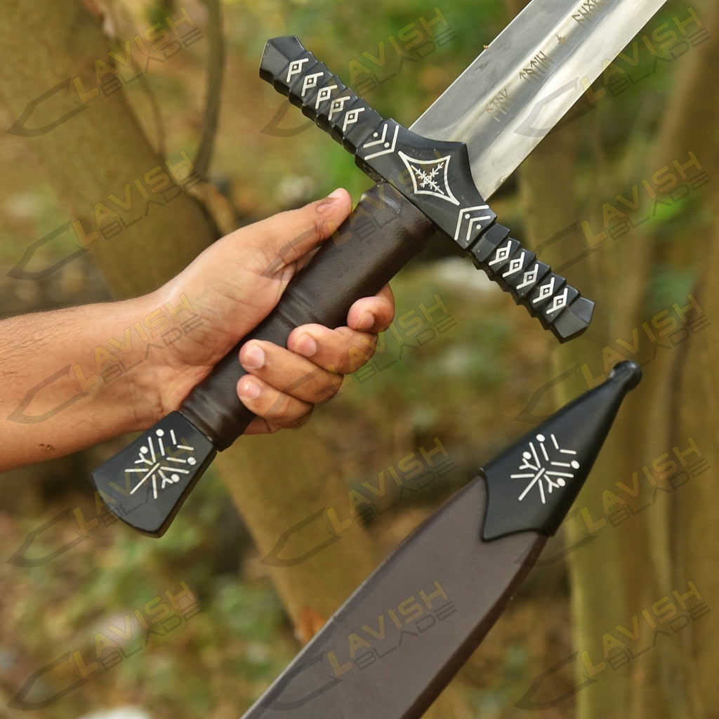 Hand Forged Viking Sword Replica 40 Inch Carbon Steel with Scabbard - Lavish Blade
