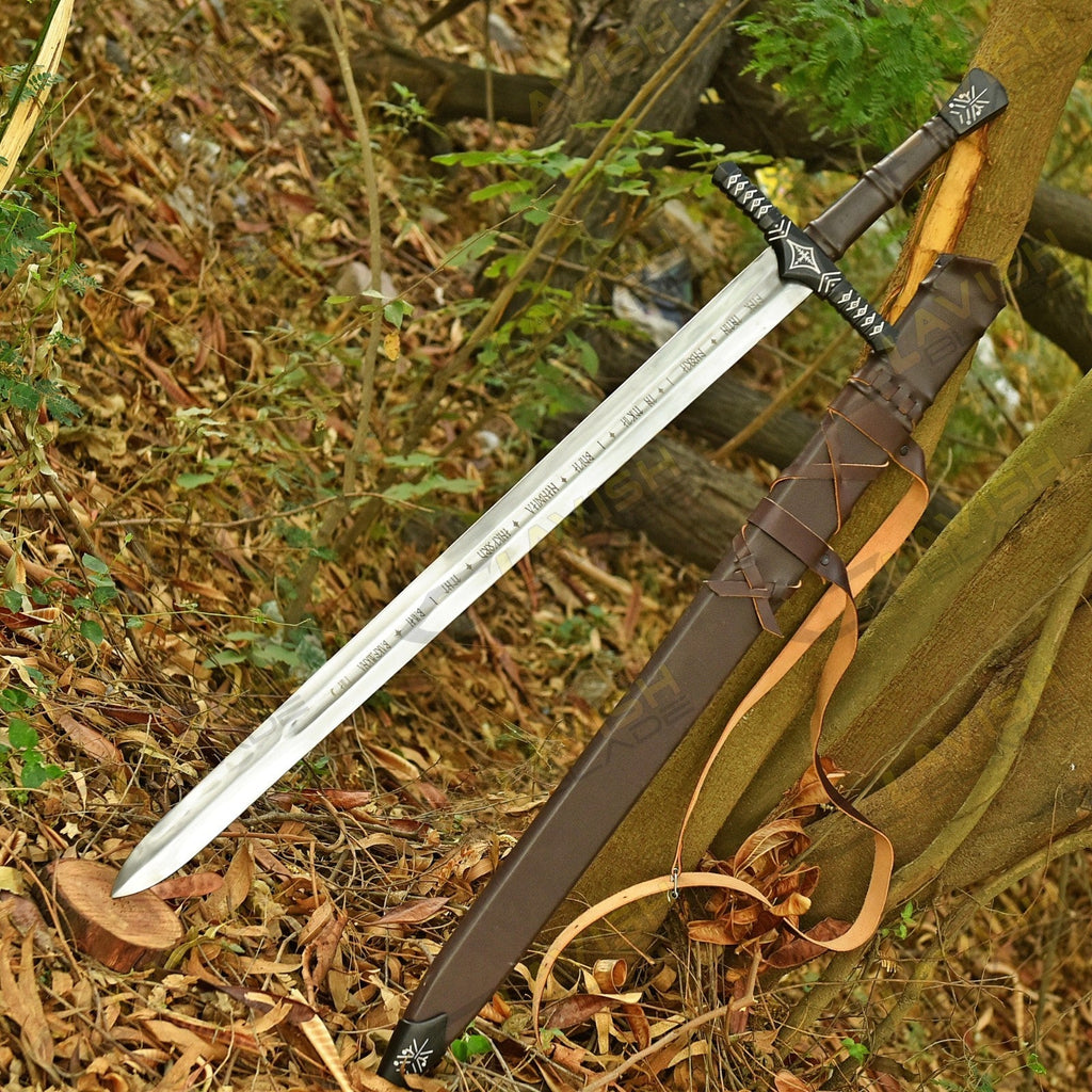 Hand Forged Viking Sword Replica 40 Inch Carbon Steel with Scabbard - Lavish Blade