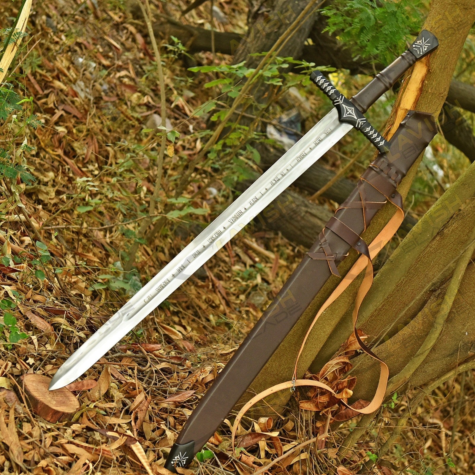 Hand Forged Viking Sword Replica 40 Inch Carbon Steel with Scabbard - Lavish Blade