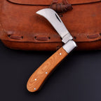 Handcrafted Stainless Folding Pocket Knife Wood and Bone with Engraving Option - Lavish Blade