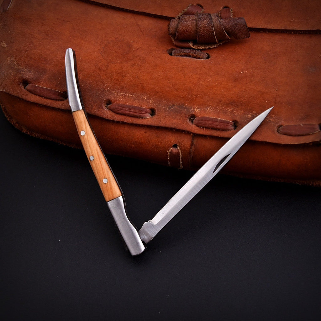 Handcrafted Stainless Folding Pocket Knife Wood and Bone with Engraving Option - Lavish Blade