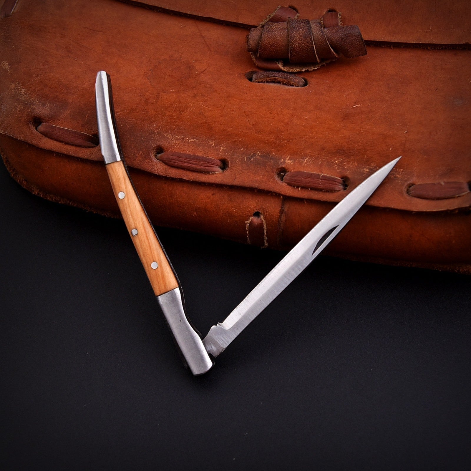 Handcrafted Stainless Folding Pocket Knife Wood and Bone with Engraving Option - Lavish Blade