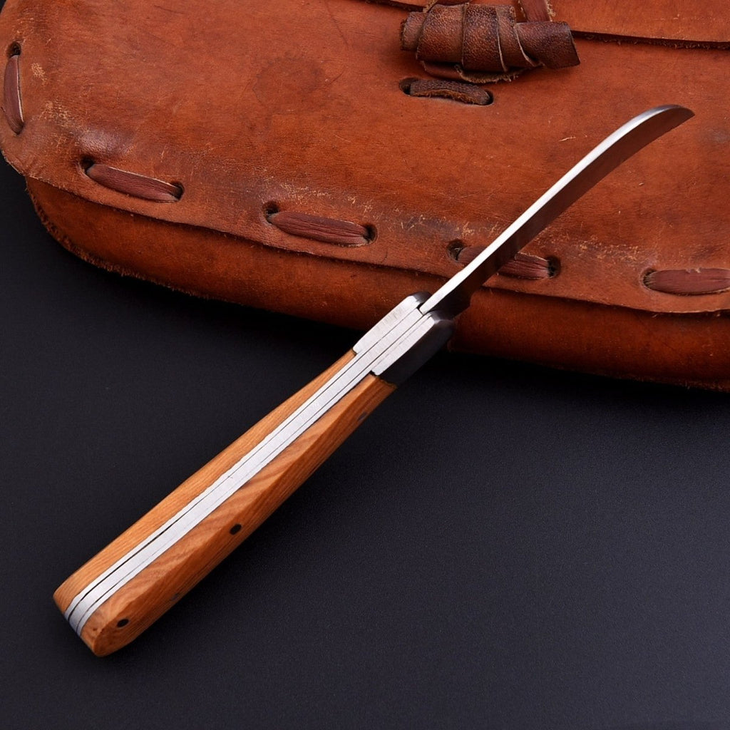 Handcrafted Stainless Folding Pocket Knife Wood and Bone with Engraving Option - Lavish Blade