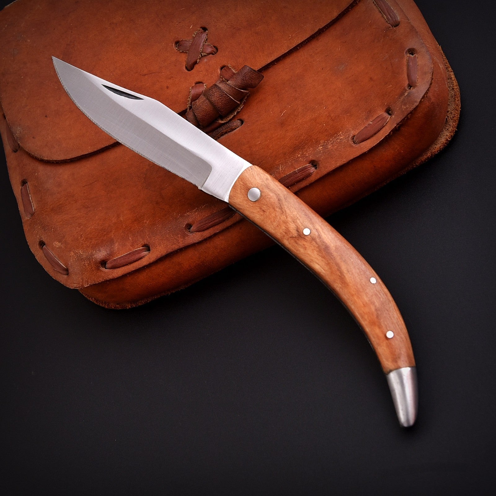 Handcrafted Stainless Folding Pocket Knife Wood and Bone with Engraving Option - Lavish Blade