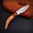 Handcrafted Stainless Folding Pocket Knife Wood and Bone with Engraving Option - Lavish Blade