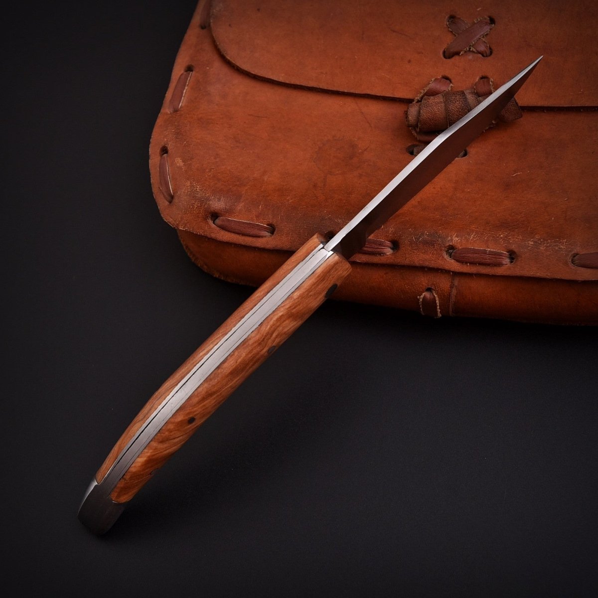 Handcrafted Stainless Folding Pocket Knife Wood and Bone with Engraving Option - Lavish Blade