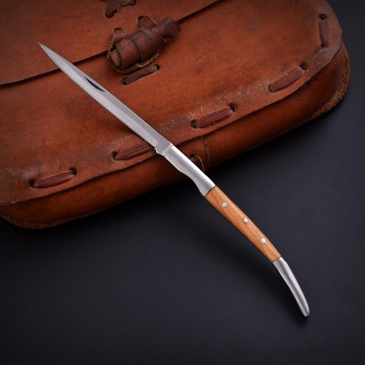 Handcrafted Stainless Folding Pocket Knife Wood and Bone with Engraving Option - Lavish Blade