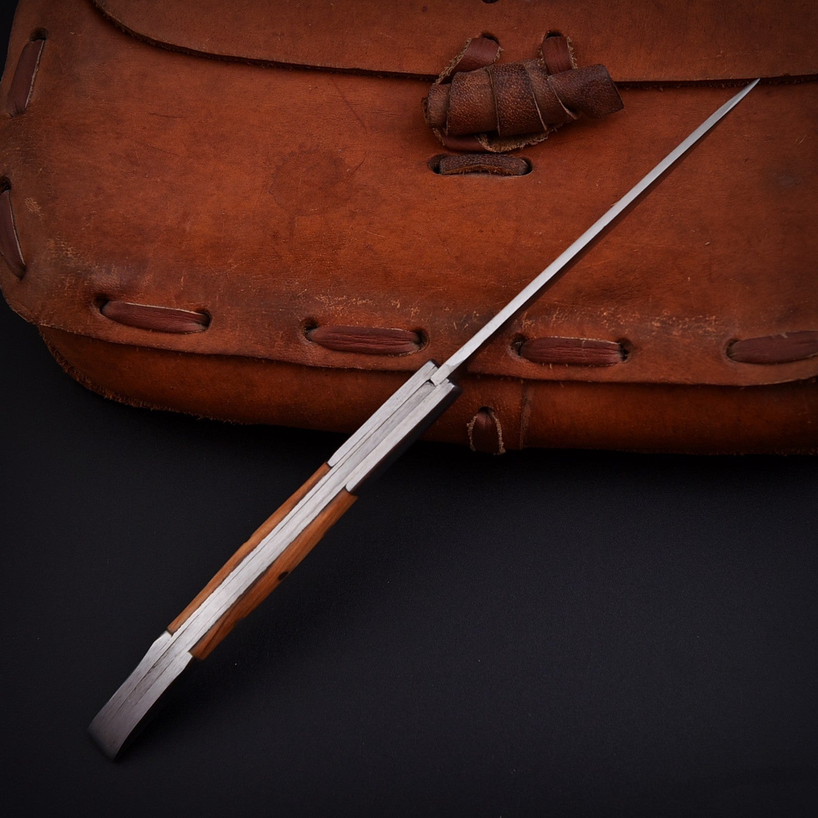 Handcrafted Stainless Folding Pocket Knife Wood and Bone with Engraving Option - Lavish Blade