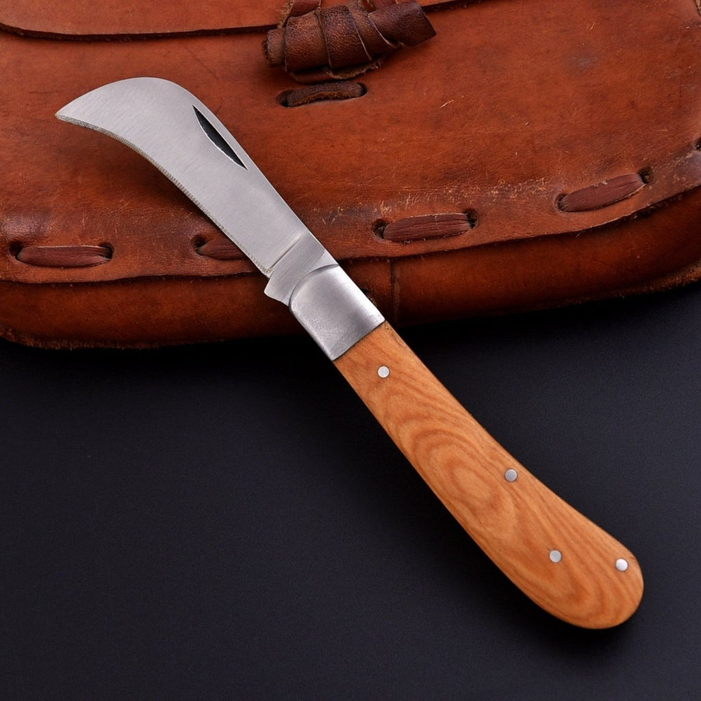 Handcrafted Stainless Folding Pocket Knife Wood and Bone with Engraving Option - Lavish Blade