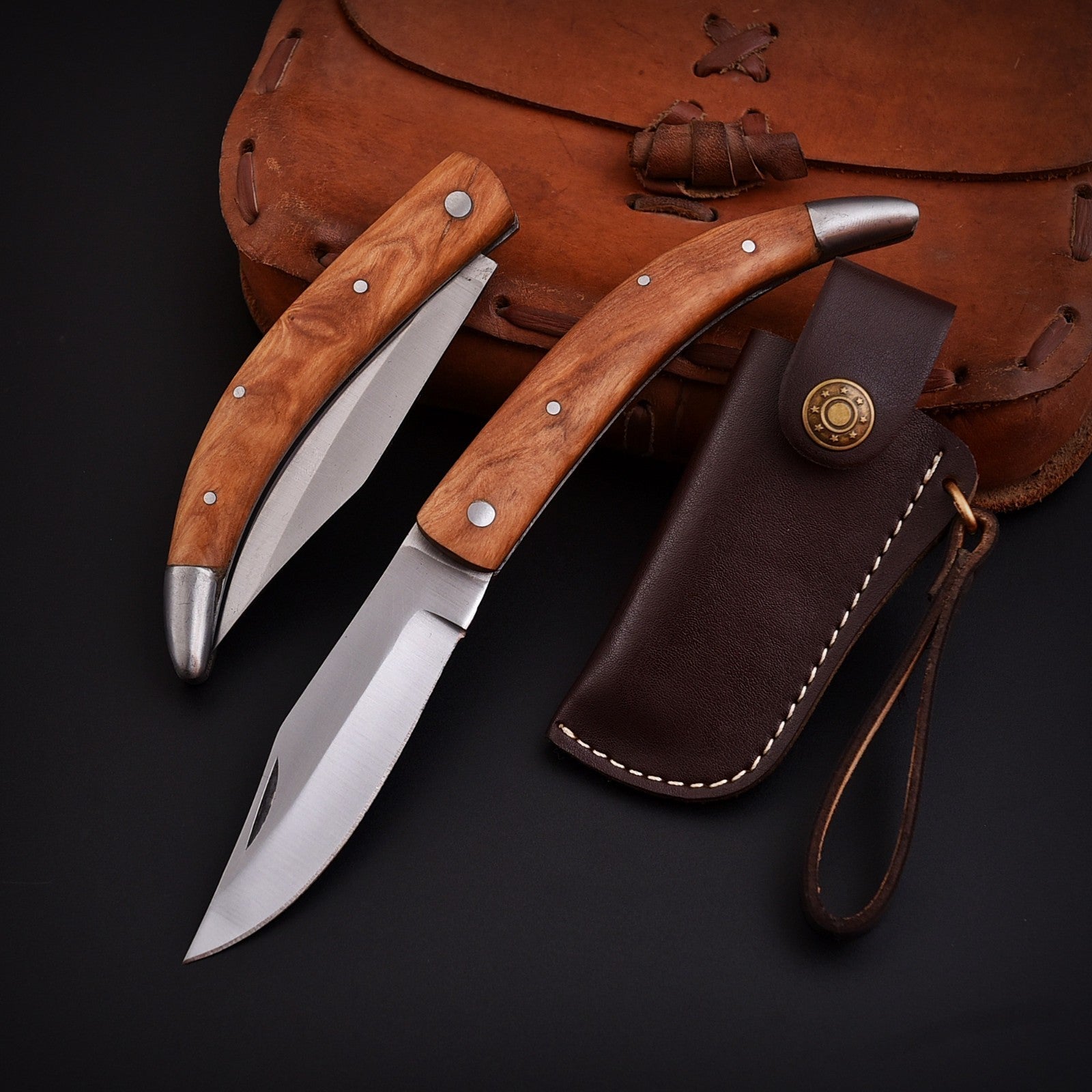 Handcrafted Stainless Folding Pocket Knife Wood and Bone with Engraving Option - Lavish Blade