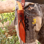Handmade Acid Wash Bushcraft Knife 10 Inch Olive Wood Handle with Sheath - Lavish Blade