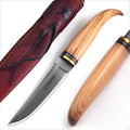 Handmade Acid Wash Bushcraft Knife 10 Inch Olive Wood Handle with Sheath - Lavish Blade