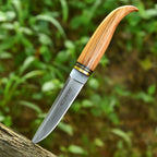 Handmade Acid Wash Bushcraft Knife 10 Inch Olive Wood Handle with Sheath - Lavish Blade