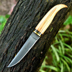 Handmade Acid Wash Bushcraft Knife 10 Inch Olive Wood Handle with Sheath - Lavish Blade