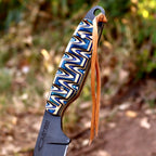 Handmade Acid Wash Hunting Knife 8 Inch Multicolored Wood Handle with Sheath - Lavish Blade