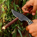 Handmade Acid Wash Hunting Knife 8 Inch Multicolored Wood Handle with Sheath - Lavish Blade