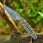 Handmade Acid Wash Hunting Knife 8 Inch Multicolored Wood Handle with Sheath - Lavish Blade