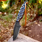Handmade Acid Wash Hunting Knife 8 Inch Multicolored Wood Handle with Sheath - Lavish Blade