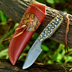 Handmade Acid Wash Hunting Knife 8 Inch Multicolored Wood Handle with Sheath - Lavish Blade
