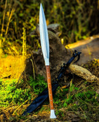 Handmade Carbon Steel Viking Spear Sword 36 Inch with Leather Sheath
