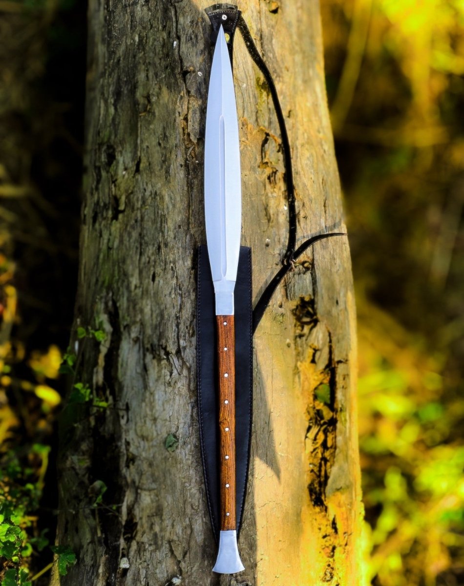 Handmade Carbon Steel Viking Spear Sword 36 Inch with Leather Sheath