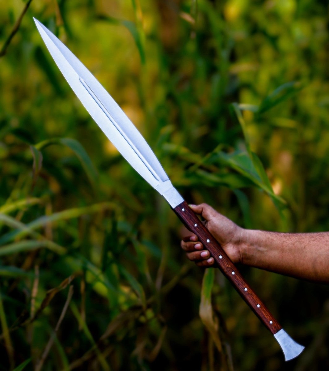 Handmade Carbon Steel Viking Spear Sword 36 Inch with Leather Sheath