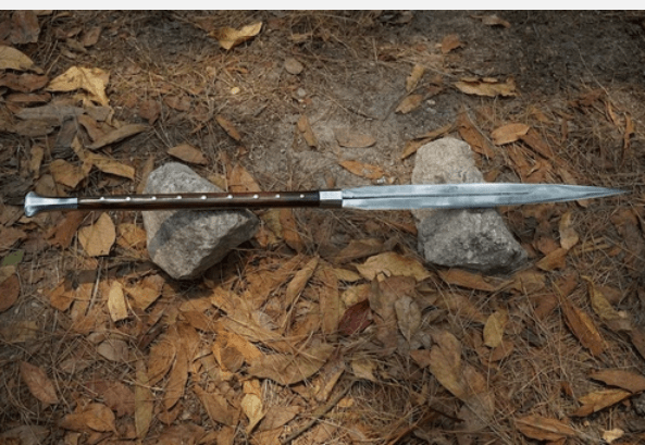 Handmade Carbon Steel Viking Spear Sword 36 Inch with Leather Sheath
