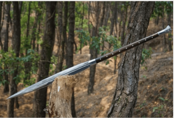 Handmade Carbon Steel Viking Spear Sword 36 Inch with Leather Sheath